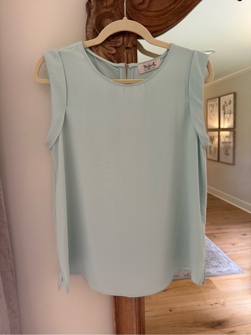 Material Girl Pale Mint Sleeveless Blouse
